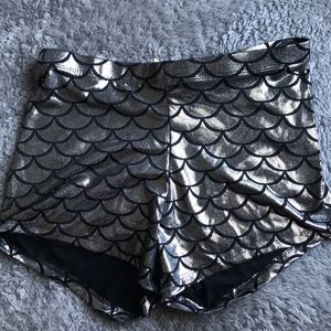 SILVER SHINY MERMAID SCALE SHORTS (NEVER WORN)